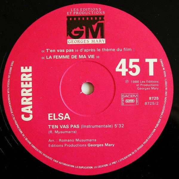 Elsa (2) : T'en Va Pas (Remix) (12", Maxi)