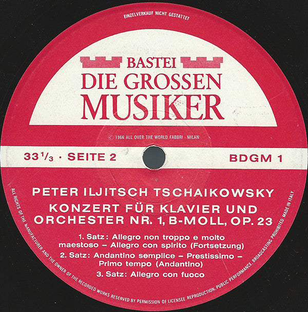 Pyotr Ilyich Tchaikovsky : Peter Iljitsch Tschaikowsky In 5 Folgen · Band I (10")