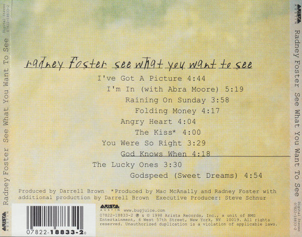 Radney Foster : See What You Want To See (CD, Album)