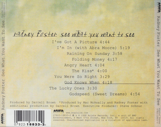 Radney Foster : See What You Want To See (CD, Album)