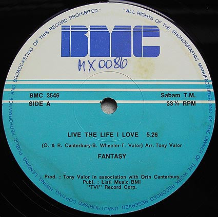 Fantasy (2) / Tony Valor Sounds Orchestra : Live The Life I Love (12")