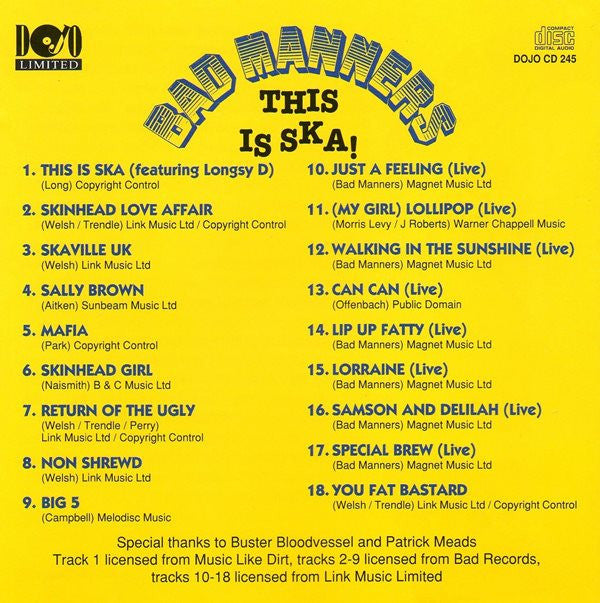 Bad Manners : This Is Ska! (CD, Comp)
