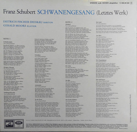 Franz Schubert, Dietrich Fischer-Dieskau, Gerald Moore : Schwanengesang (LP, Red)