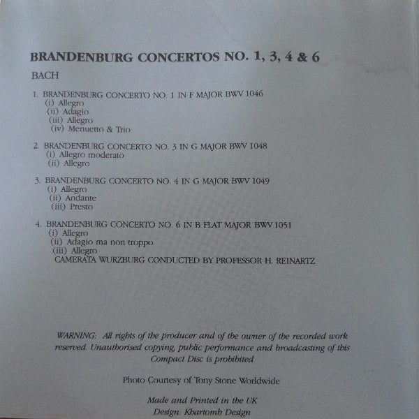 Johann Sebastian Bach : Brandenburg Concertos No. 1, 3, 4 & 6 (CD, Comp)