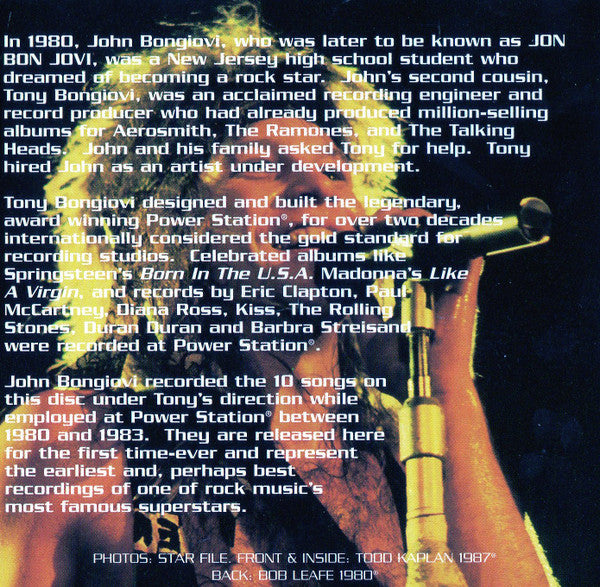 Jon Bon Jovi : The Power Station Years 1980-1983 (CD, Album, Comp)