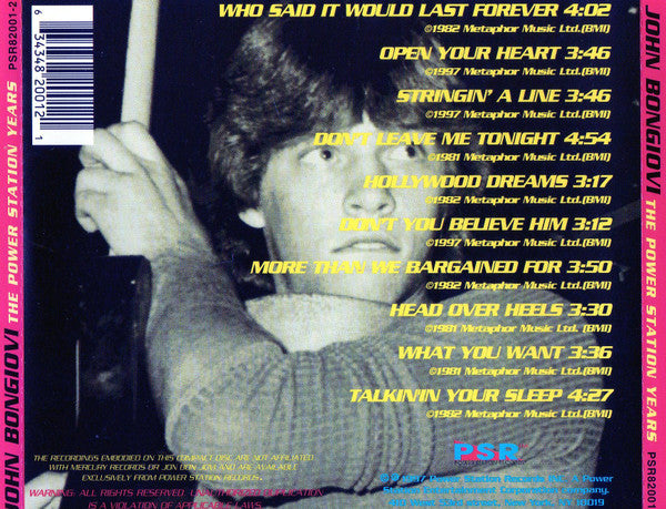 Jon Bon Jovi : The Power Station Years 1980-1983 (CD, Album, Comp)
