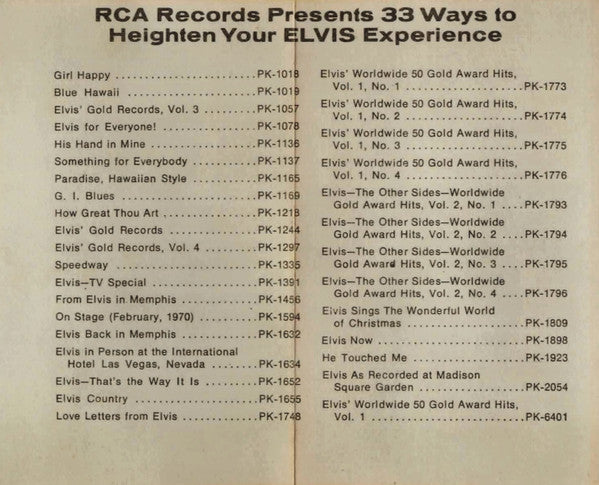 Elvis Presley : Elvis' Gold Records (Cass, Comp)