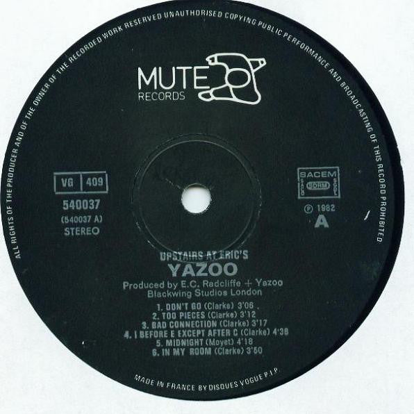 Yazoo : Upstairs At Eric's (LP, Album)