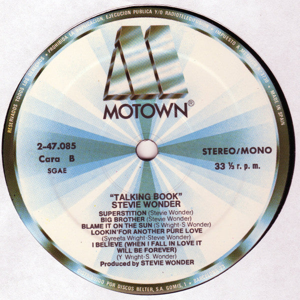 Stevie Wonder : Talking Book (LP, Album, RE)