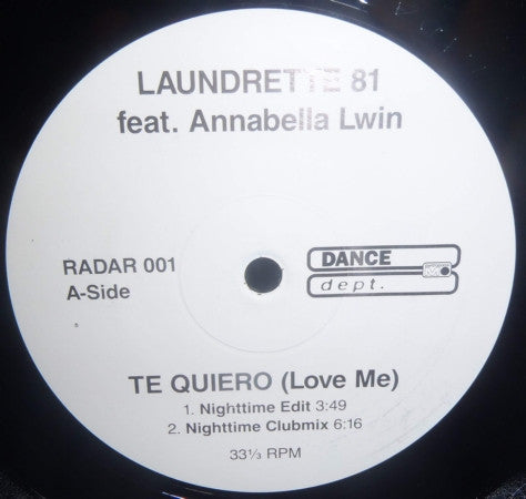 Laundrette 81 Feat. Annabella Lwin : Te Quiero (Love Me) (12")