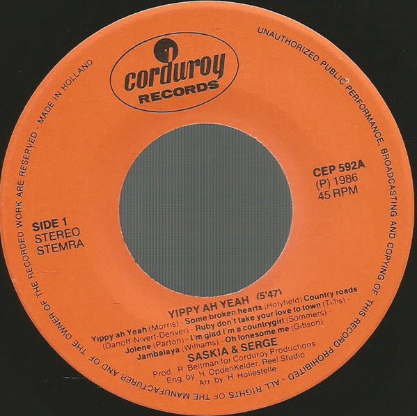 Saskia & Serge : Yippy Ah Yeah (7", Single)