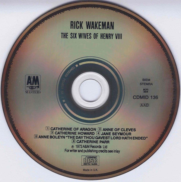 Rick Wakeman : The Six Wives Of Henry VIII (CD, Album, RE)