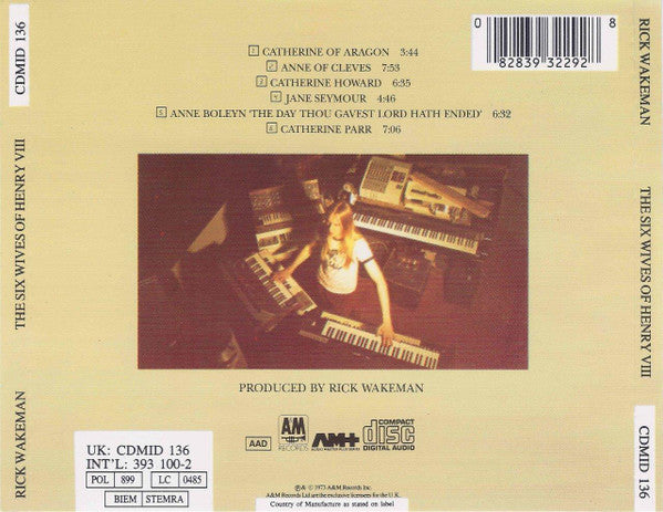 Rick Wakeman : The Six Wives Of Henry VIII (CD, Album, RE)