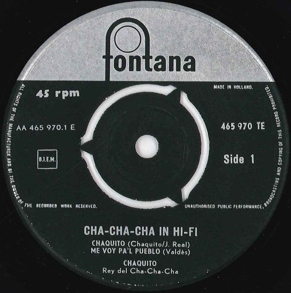 Chaquito And His Orchestra : Cha, Cha, Cha In Hi Fi (7", EP)