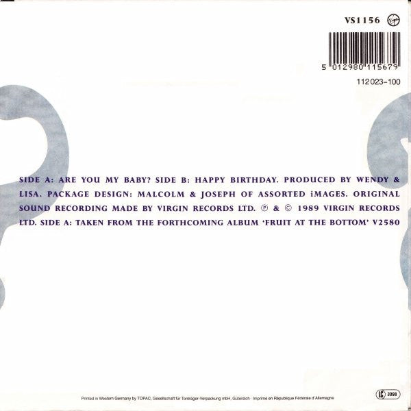 Wendy & Lisa : Are You My Baby? (7", Single)
