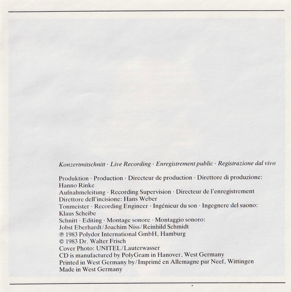 Johannes Brahms, Wiener Philharmoniker, Leonard Bernstein : Symphonie No. 1 (CD, Album)