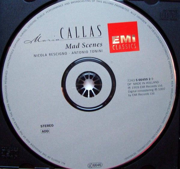 Maria Callas, Philharmonia Orchestra & Philharmonia Chorus, Nicola Rescigno : Mad Scenes (CD, Album, RE, RM)