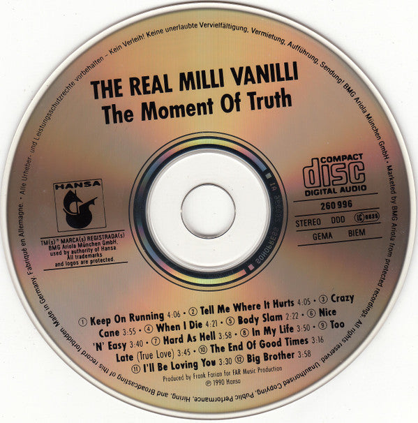 The Real Milli Vanilli : The Moment Of Truth (The 2nd Album) (CD, Album)