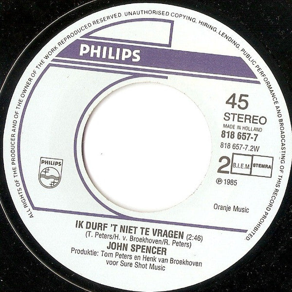 John Spencer : Jozefien  (7", Single)