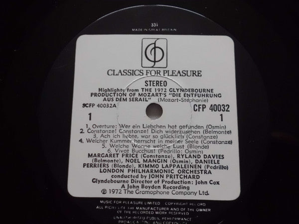 Wolfgang Amadeus Mozart : Die Entfuhrung Aus Dem Serail (LP)