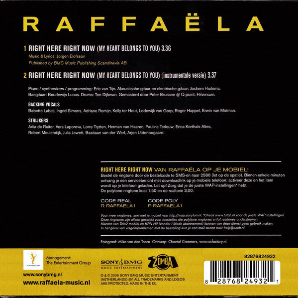 Raffaëla : Right Here Right Now (CD, Single)