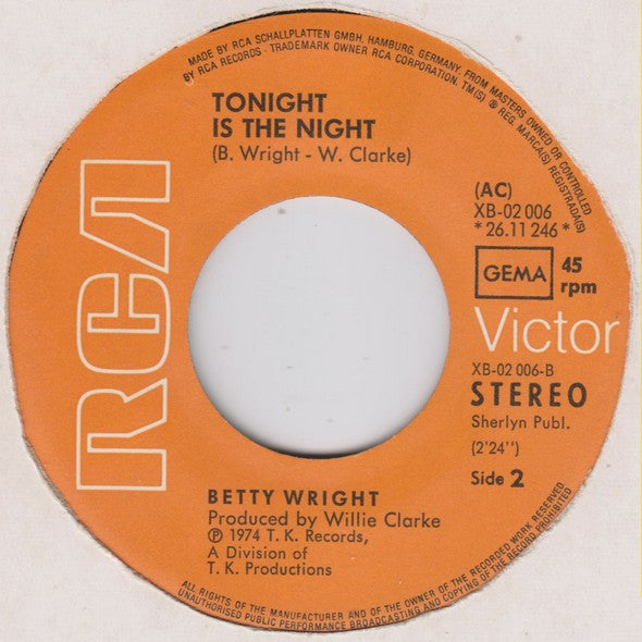 Betty Wright : Shoorah! Shoorah! (7")