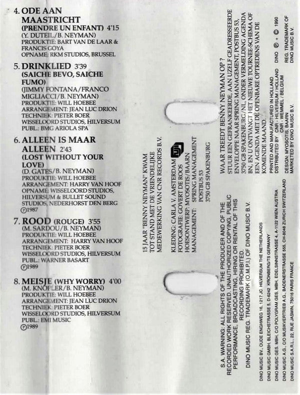 Benny Neyman : 15 Jaar (2xCass, Comp)