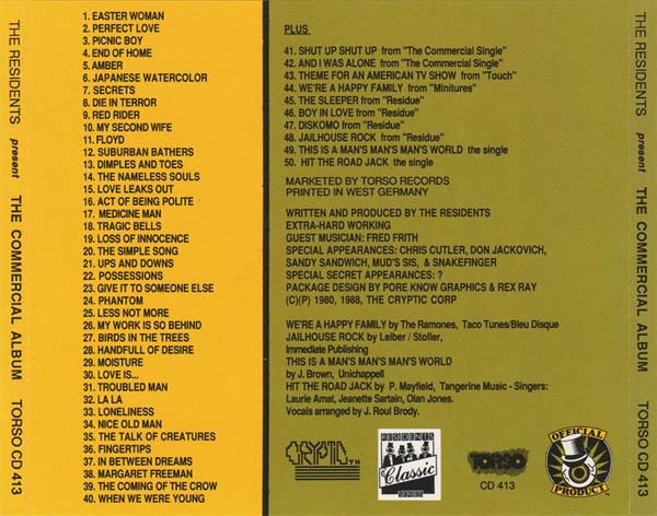The Residents : Commercial Album (CD, Album, RE, PDO)