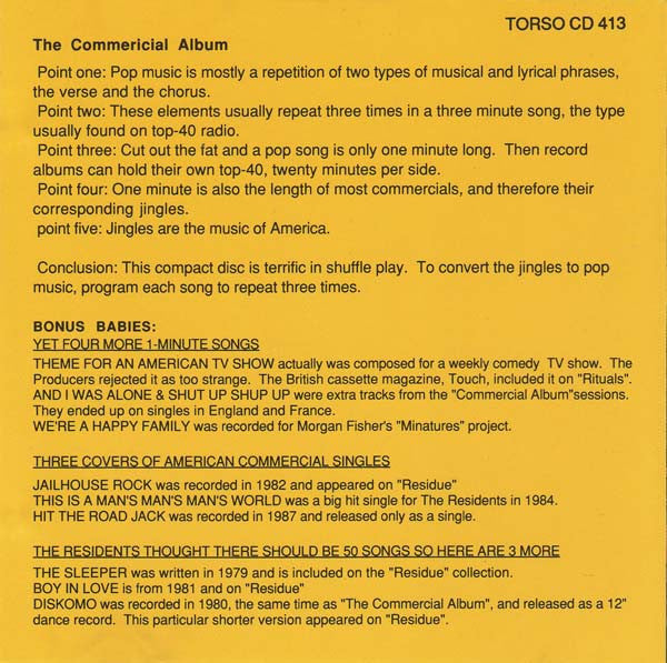 The Residents : Commercial Album (CD, Album, RE, PDO)