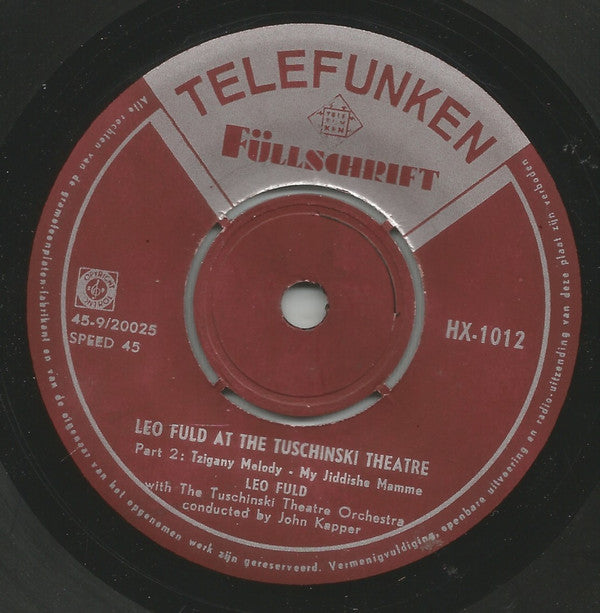 Leo Fuld : Leo Fuld At The Tuschinski-Theatre (7", EP)