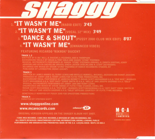 Shaggy Featuring Rik Rok : It Wasn't Me (CD, Single, Enh)