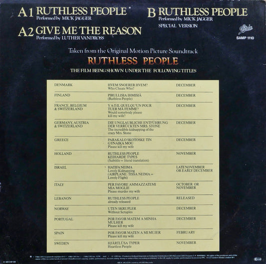 Mick Jagger / Luther Vandross : The Ruthless Sampler (12", Promo, Smplr)