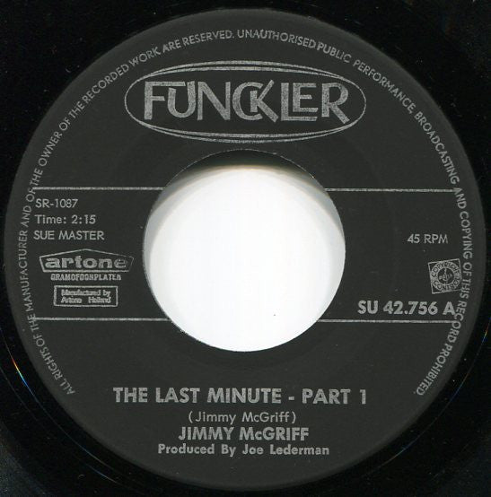 Jimmy McGriff : The Last Minute Parts 1 & 2 (7", Single, Bla)