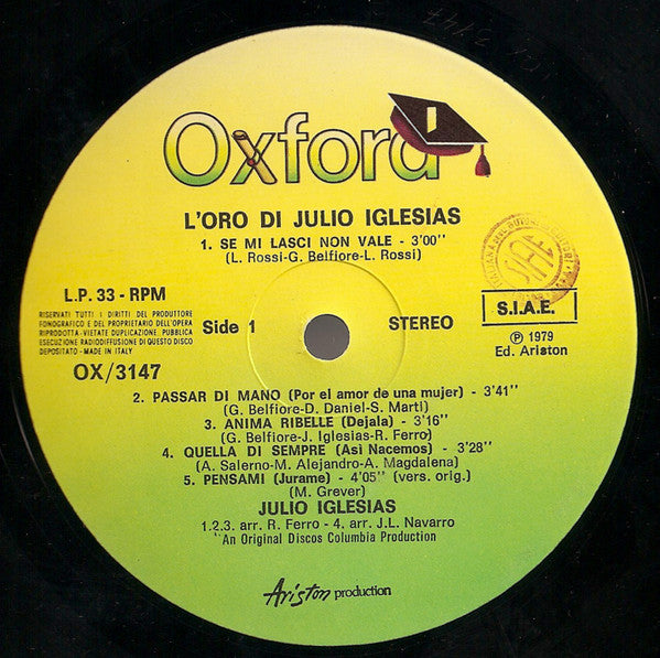 Julio Iglesias : L'Oro Di Julio Iglesias (LP, Comp, RE)