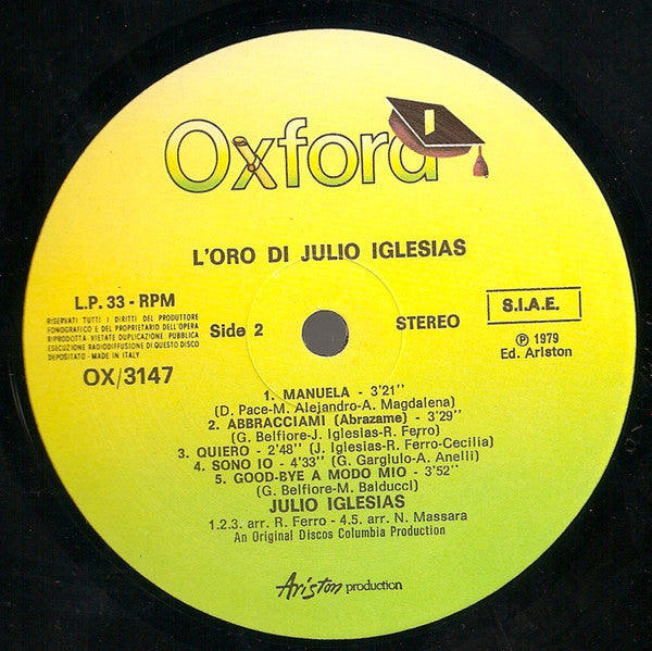 Julio Iglesias : L'Oro Di Julio Iglesias (LP, Comp, RE)