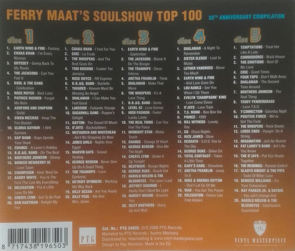 Various : Ferry Maat's Soulshow Top 100 (35th Anniversary Compilation) (5xCD, Comp)