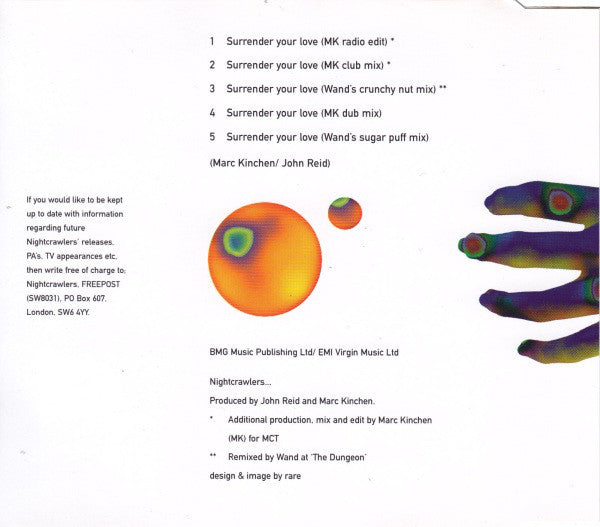 Nightcrawlers Featuring John Reid : Surrender Your Love (CD, Single)