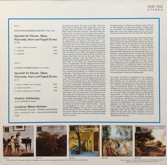 Wolfgang Amadeus Mozart, Ludwig van Beethoven, Vladimir Ashkenazy, London Wind Soloists : Klavier-Quintet Es-dur, K.452 / Klavier-Quintet Es-dur, Op.16 (LP, Album)