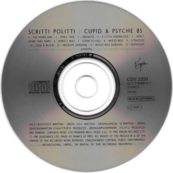 Scritti Politti : Cupid & Psyche 85 (CD, Album, RE)