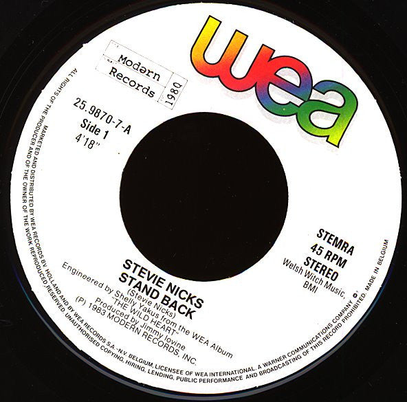 Stevie Nicks : Stand Back (7", Single)