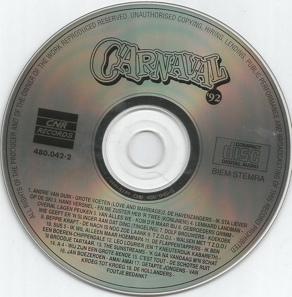 Various : Carnaval '92 (CD, Comp)