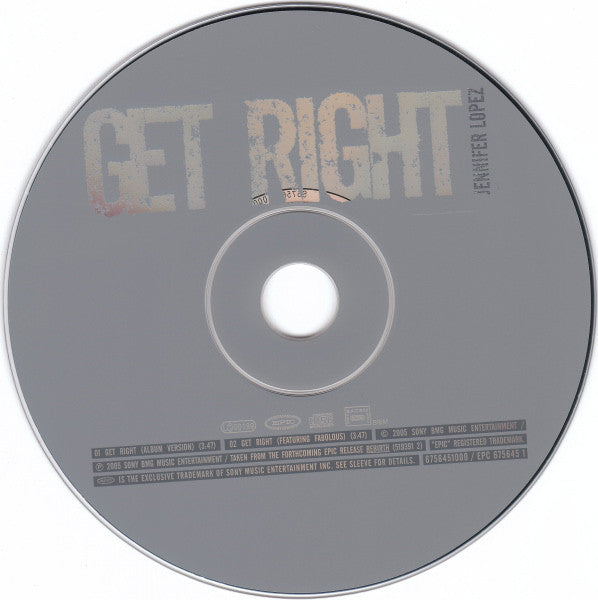 Jennifer Lopez : Get Right (CD, Single)