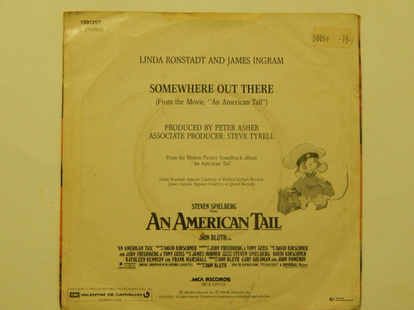 Linda Ronstadt And James Ingram : Somewhere Out There (7", Single)
