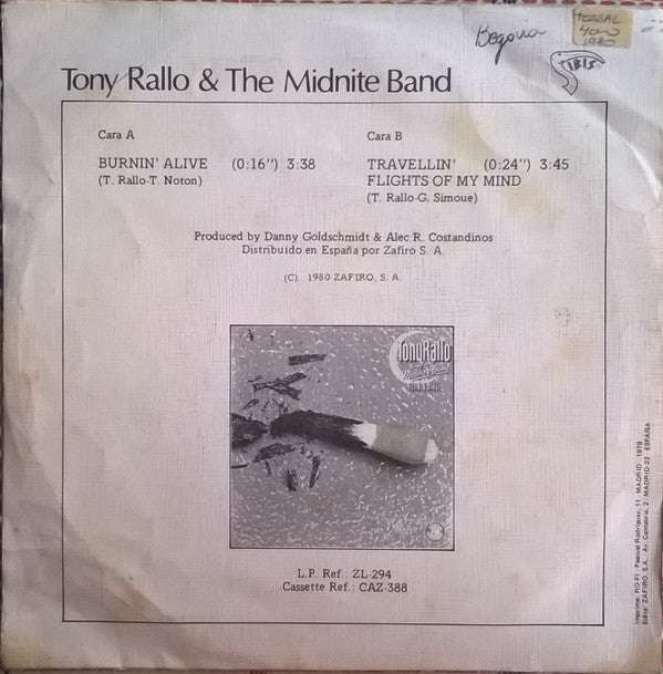 Tony Rallo & The Midnite Band : Burnin' Alive (7", Single)
