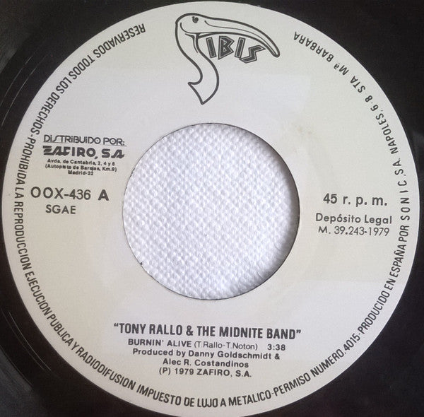 Tony Rallo & The Midnite Band : Burnin' Alive (7", Single)