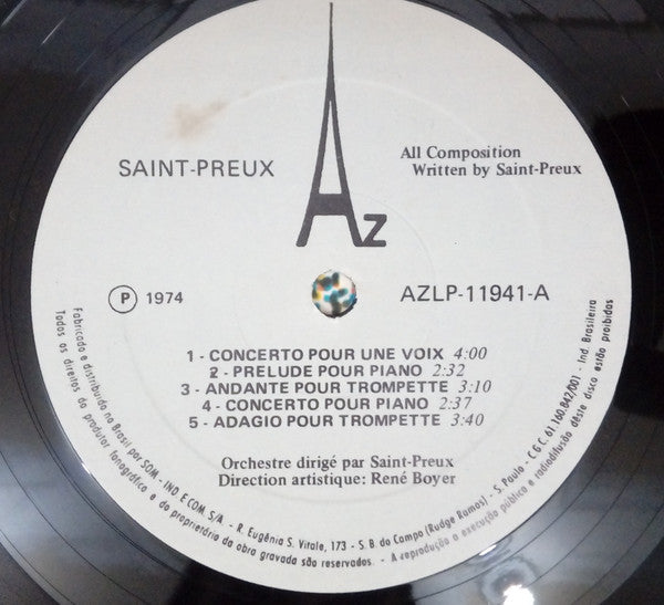 Saint-Preux : Concerto (LP, Album, Whi)