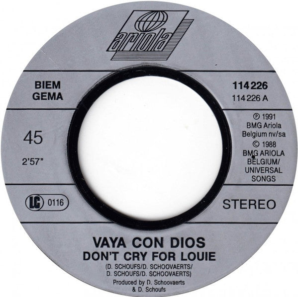 Vaya Con Dios : Don't Cry For Louie (7", Single)