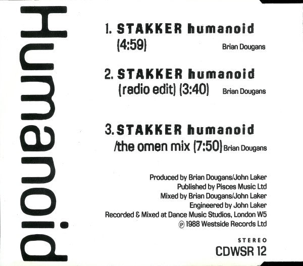Humanoid : Stakker Humanoid (CD, Single)