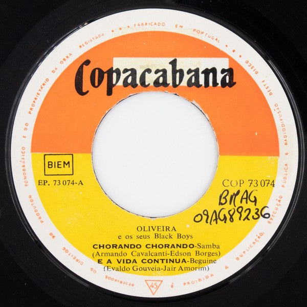 Oliveira E Seus Black Boys : Chorando Chorando (7", EP)