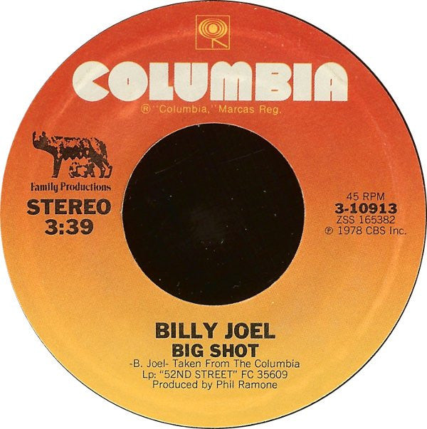 Billy Joel : Big Shot (7", Single, Styrene, Pit)
